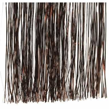 8x zakjes donkerbruine kerstboom versiering lametta haar