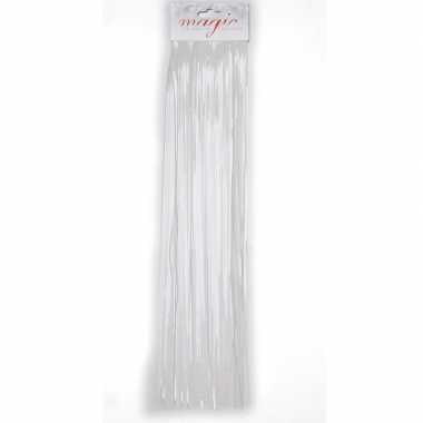 Set van 6x stuks witte kerstboom versiering lametta haar 50 cm