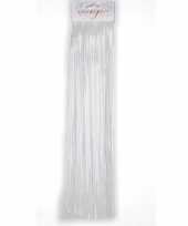 Set van 8x stuks witte kerstboom versiering lametta haar 50 cm